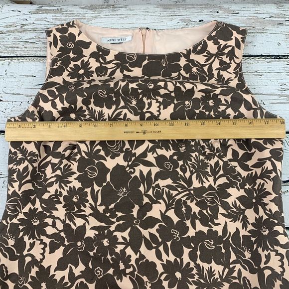 Nine West Sheath Dress [Size S/M] Sleeveless Floral Print Zipper Back Stretch‎ - Picture 4 of 10